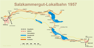 Strecke der Salzkammergut-Lokalbahn
