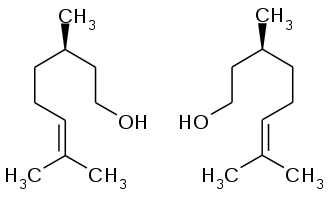 Strukturformeln der Citronellol-Enantiomeren