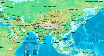 Die Nördliche Qi-Dynastie und ihre Nachbarn im Jahre 565