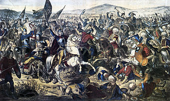Schlacht auf dem Amselfeld, patriotisches Historiengemälde des serbischen Malers Adam Stefanović (1870)