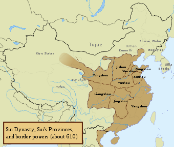 Das Reich der Sui-Dynastie, 610 n. Chr.