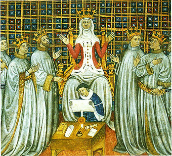 Chlodwigs Witwe Chlothilde teilt das Reich unter seinen Söhnen auf