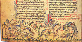 Die Niederlage der Kreuzritter bei Gaza, dargestellt in der Chronica majora des Matthäus Paris, 13. Jahrhundert