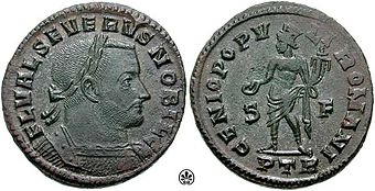 Follis des Flavius Valerius Severus als Caesar