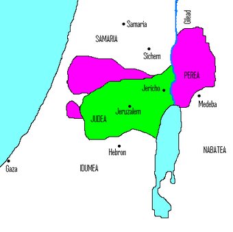 Judäa unter Jonathan, grün die Situation 160 v. Chr.