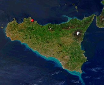 Lage Palermos auf dem Satellitenbild von Sizilien