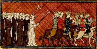 Ludwig der Heilige bricht 1248 zum Kreuzzug auf, französische Darstellung aus dem 14. Jahrhundert