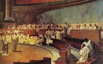 Cicero klagt Catilina an (Fresko, 19. Jh.)
