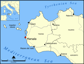 Lage Marsalas auf Sizilien