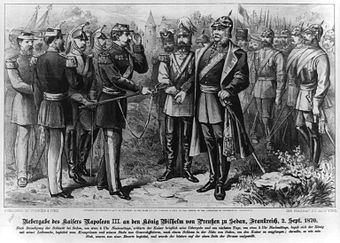 Übergabe des Kaisers Napoleon III. an König Wilhelm von Preußen in Sedan am 2. September 1870