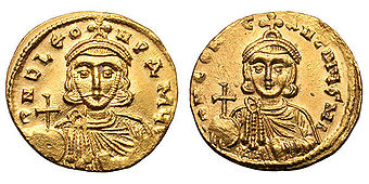 Solidus Leos III. und seines Sohnes und späteren Kaisers Konstantin V.