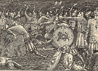 Schlacht von Stiklestad, aus Snorri Sturlusons Heimskringla