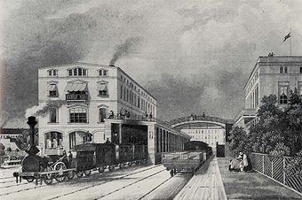 Potsdamer Bahnhof in Berlin, Stahlstich von 1843