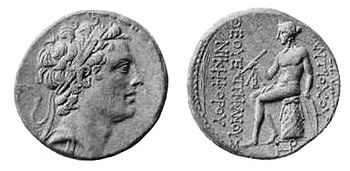 Münze mit dem Abbild Antiochos IV.