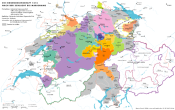 Karte der Schweiz nach 1515
