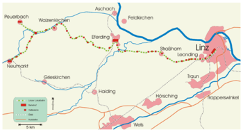 Strecke der Linzer Lokalbahn