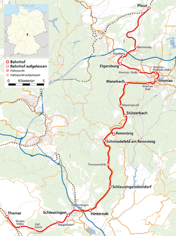 Strecke der Bahnstrecke Plaue–Themar