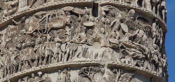 Das Regenwunder im Quadenland, dargestellt auf der Mark-Aurel-Säule in Rom