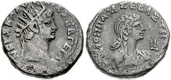 Tetradrachme mit Nero und Poppaea