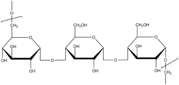 Pullulan; Monomer aus aus drei Glucoe-Einheiten (Maltotriose)