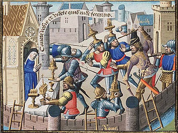 Während der Plünderung Roms werden Heiligtümer in Sicherheit gebracht, ca. 1475