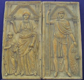 Stilicho (rechts) und Serena mit dem gemeinsamen Sohn Eucherius