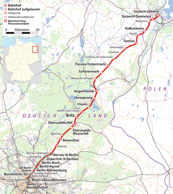 Strecke der Bahnstrecke Berlin–Szczecin