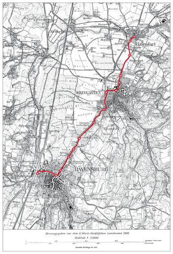 Strecke der Straßenbahn Ravensburg–Weingarten–Baienfurt