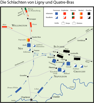Taktische Karte der Schlacht von Ligny