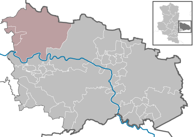 Lage der Verwaltungsgemeinschaft Coswig (Anhalt) im Landkreis Wittenberg