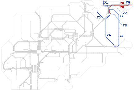 Netzplan der Linien 70 bis 79