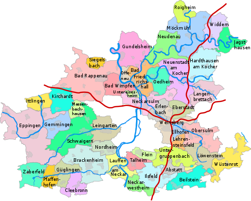 Die Städte und Gemeinden des Landkreises Heilbronn