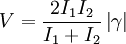 V=\frac{2I_1I_2}{I_1+I_2}\left|\gamma\right|