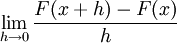 \lim_{h\to 0} \frac{F(x+h) - F(x)}{h}