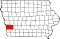 Map of Iowa highlighting Pottawattamie County.svg