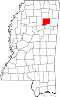 Map of Mississippi highlighting Chickasaw County.svg