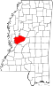 Map of Mississippi highlighting Yazoo County.svg