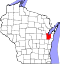 Map of Wisconsin highlighting Brown County.svg