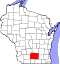 Map of Wisconsin highlighting Dane County.svg