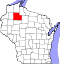 Map of Wisconsin highlighting Sawyer County.svg