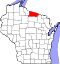 Map of Wisconsin highlighting Vilas County.svg