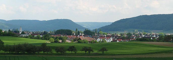 Panorama-Blick auf Gottmadingen von Ebringen her