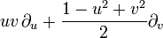  u v \, \partial_u + \frac{1-u^2+v^2}{2} \partial_v 
