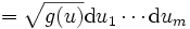 =\sqrt{g(u)}\mathrm du_1\cdots\mathrm du_m
