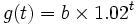 g(t) = b\times1.02^t
