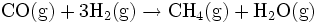 \mathrm{CO (g) + 3 H_2 (g) \rightarrow CH_4 (g) + H_2O (g)}