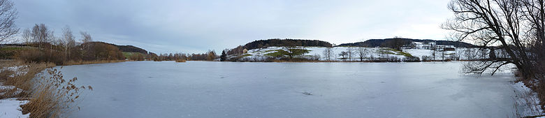 Panoramabild des Bettenauer Weihers im Winter