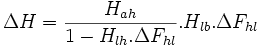 \Delta H=\frac{H_{ah}}{1-H_{lh}.\Delta F_{hl}}.H_{lb}.\Delta F_{hl}
