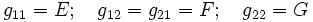 g_{11} = E; \quad g_{12} = g_{21} = F; \quad g_{22} = G