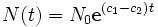 N(t) = N_0 \mathsf{e}^{(c_1 -c_2 )t}